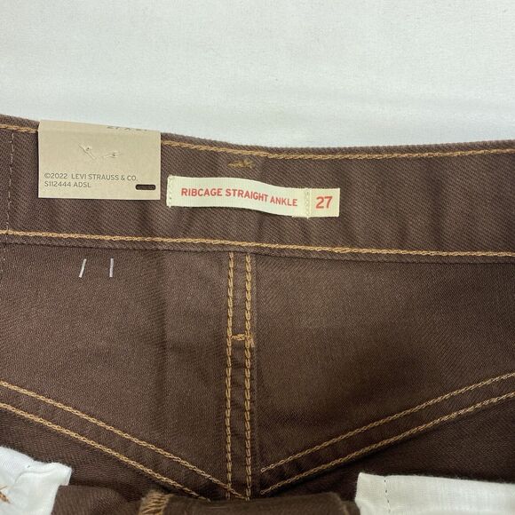 Levi's Jeans Women's 32x27 Brown Ribcage Straight Ankle High Rise American Denim - Picture 5 of 15
